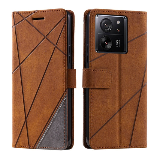 For Xiaomi 13T / Redmi K60 Ultra Skin Feel Splicing Leather Phone Case(Brown) - Xiaomi Cases by buy2fix | Online Shopping UK | buy2fix