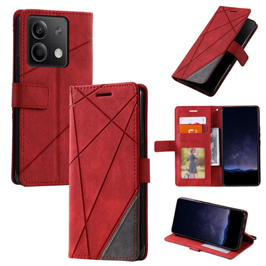 For Xiaomi Redmi Note 13 5G Skin Feel Splicing Leather Phone Case(Red) - Xiaomi Cases by buy2fix | Online Shopping UK | buy2fix