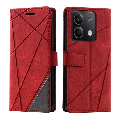 For Xiaomi Redmi Note 13 5G Skin Feel Splicing Leather Phone Case(Red) - Xiaomi Cases by buy2fix | Online Shopping UK | buy2fix