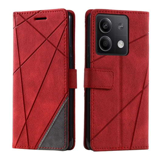 For Xiaomi Redmi Note 13 5G Skin Feel Splicing Leather Phone Case(Red) - Xiaomi Cases by buy2fix | Online Shopping UK | buy2fix