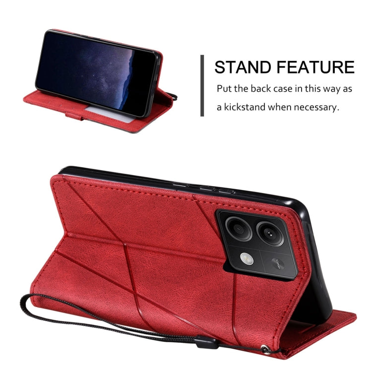 For Xiaomi Redmi Note 13 5G Skin Feel Splicing Leather Phone Case(Red) - Xiaomi Cases by buy2fix | Online Shopping UK | buy2fix