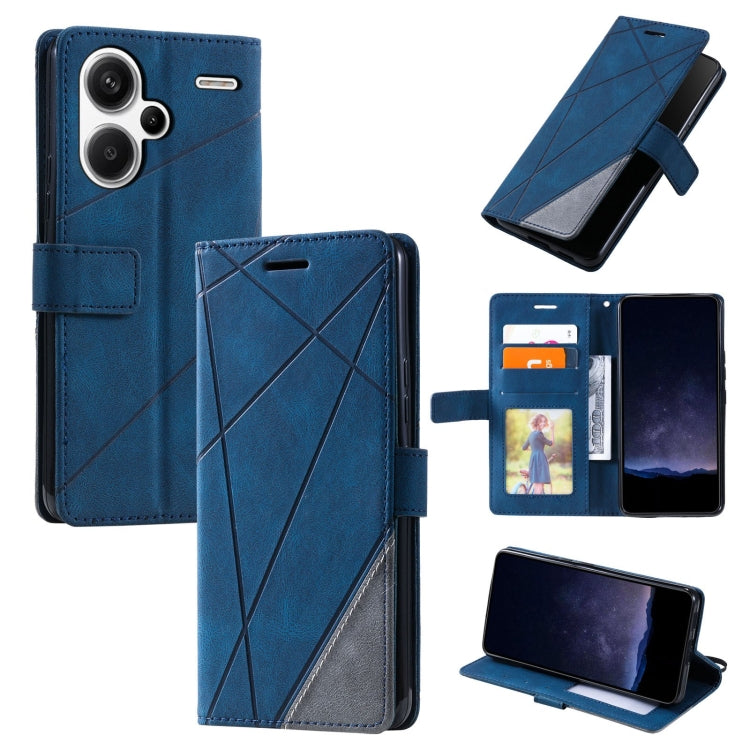 For Xiaomi Redmi Note 13 Pro+ Skin Feel Splicing Leather Phone Case(Blue) - Xiaomi Cases by buy2fix | Online Shopping UK | buy2fix