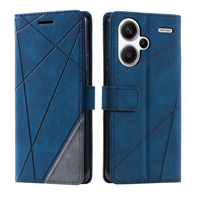 For Xiaomi Redmi Note 13 Pro+ Skin Feel Splicing Leather Phone Case(Blue) - Xiaomi Cases by buy2fix | Online Shopping UK | buy2fix