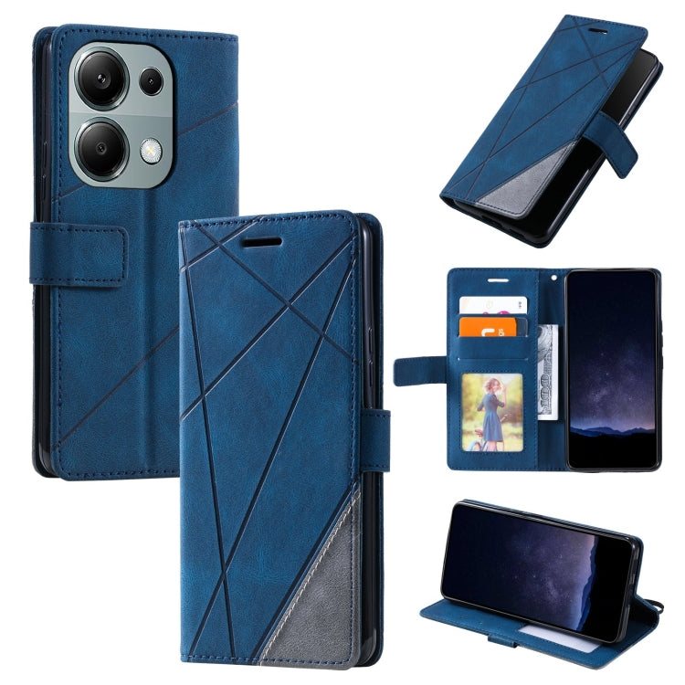 For Xiaomi Redmi Note 13 Pro 4G Skin Feel Splicing Leather Phone Case(Blue) - Xiaomi Cases by buy2fix | Online Shopping UK | buy2fix