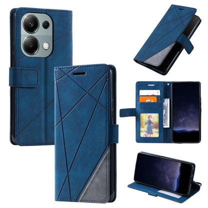 For Xiaomi Redmi Note 13 Pro 4G Skin Feel Splicing Leather Phone Case(Blue) - Xiaomi Cases by buy2fix | Online Shopping UK | buy2fix