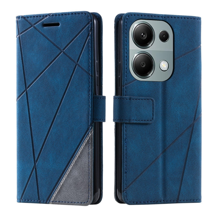 For Xiaomi Redmi Note 13 Pro 4G Skin Feel Splicing Leather Phone Case(Blue) - Xiaomi Cases by buy2fix | Online Shopping UK | buy2fix