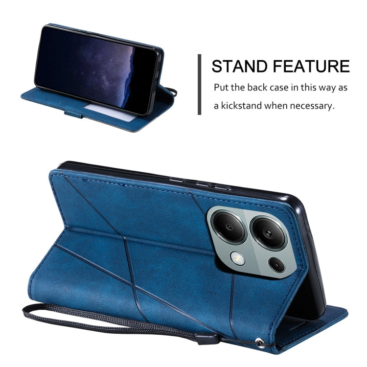 For Xiaomi Redmi Note 13 Pro 4G Skin Feel Splicing Leather Phone Case(Blue) - Xiaomi Cases by buy2fix | Online Shopping UK | buy2fix