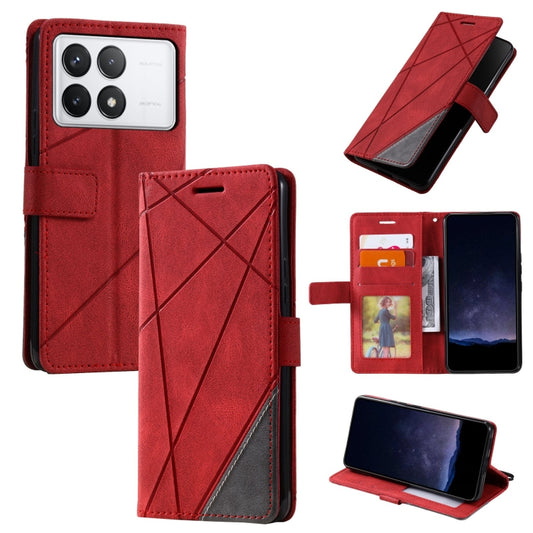 For Xiaomi Redmi K70E Skin Feel Splicing Leather Phone Case(Red) - Xiaomi Cases by buy2fix | Online Shopping UK | buy2fix