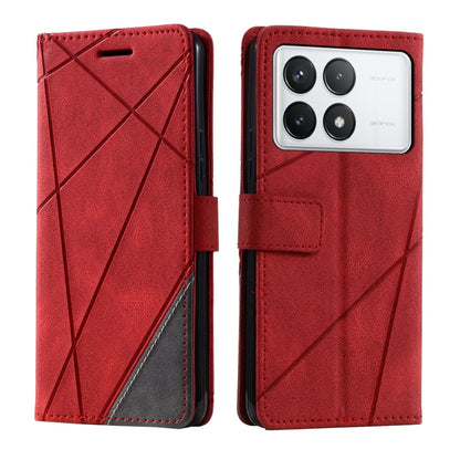 For Xiaomi Redmi K70E Skin Feel Splicing Leather Phone Case(Red) - Xiaomi Cases by buy2fix | Online Shopping UK | buy2fix