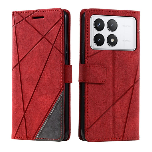 For Xiaomi Redmi K70E Skin Feel Splicing Leather Phone Case(Red) - Xiaomi Cases by buy2fix | Online Shopping UK | buy2fix