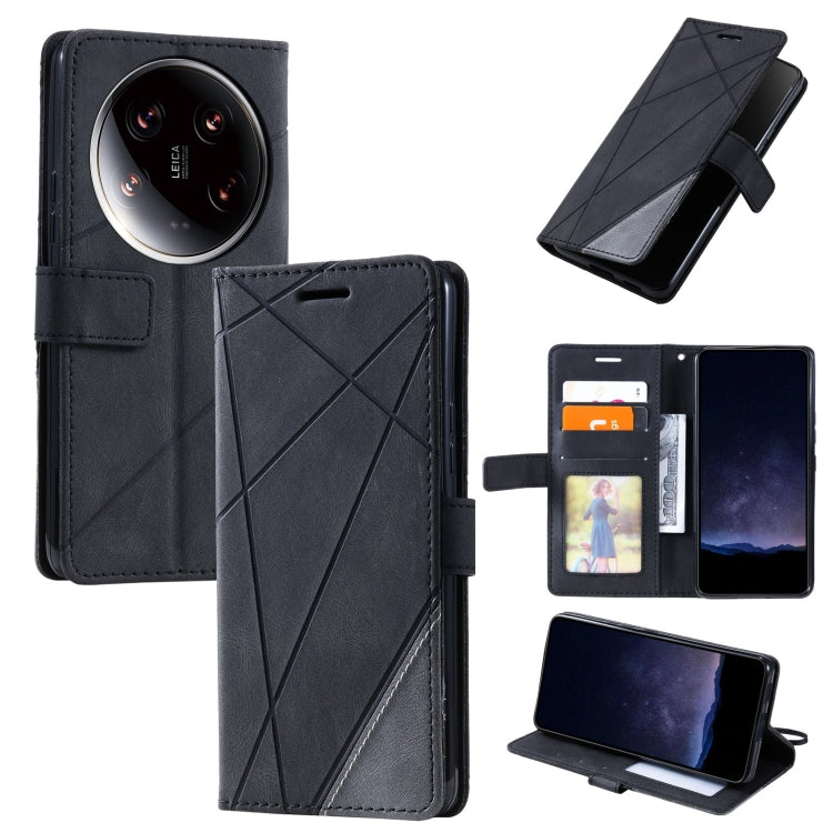 For Xiaomi 14 Ultra Skin Feel Splicing Leather Phone Case(Black) - Xiaomi 14 Ultra Cases by buy2fix | Online Shopping UK | buy2fix