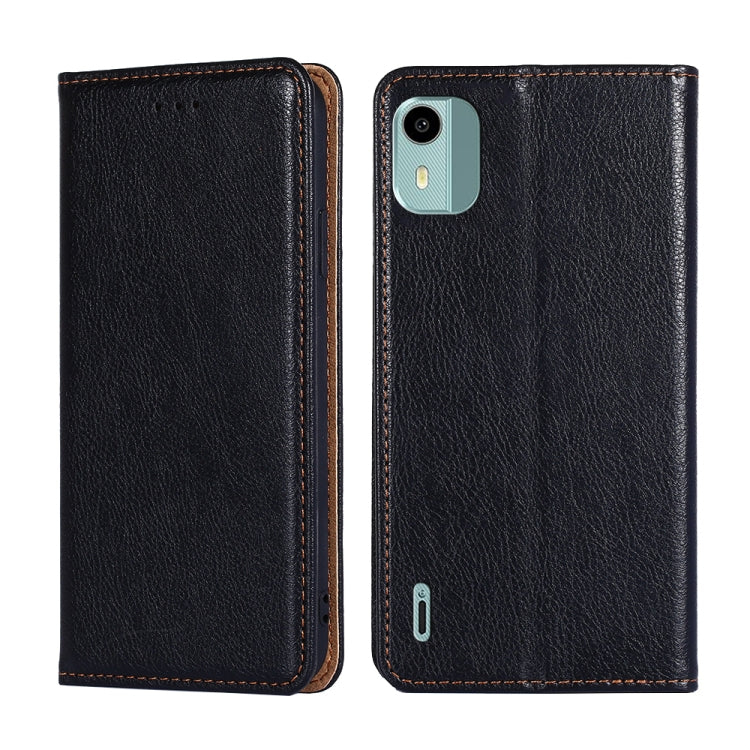 For Nokia C12 Gloss Oil Solid Color Magnetic Leather Phone Case(Black) by buy2fix