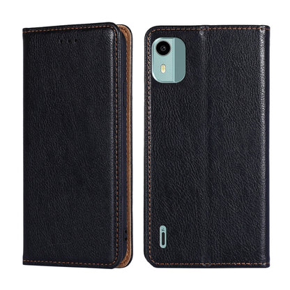 For Nokia C12 Gloss Oil Solid Color Magnetic Leather Phone Case(Black) by buy2fix