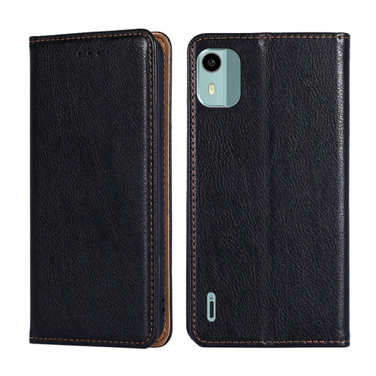 For Nokia C12 Gloss Oil Solid Color Magnetic Leather Phone Case(Black) by buy2fix