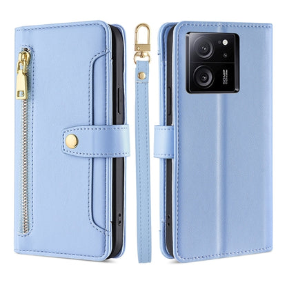 For Xiaomi Redmi K60 Ultra Sheep Texture Cross-body Zipper Wallet Leather Phone Case(Blue) - Xiaomi Cases by buy2fix | Online Shopping UK | buy2fix