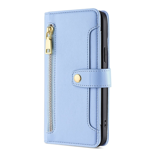 For Xiaomi Redmi K60 Ultra Sheep Texture Cross-body Zipper Wallet Leather Phone Case(Blue) - Xiaomi Cases by buy2fix | Online Shopping UK | buy2fix