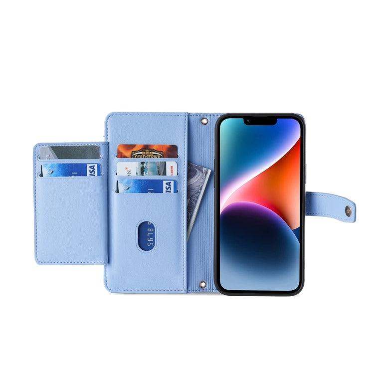 For Xiaomi Redmi K60 Ultra Sheep Texture Cross-body Zipper Wallet Leather Phone Case(Blue) - Xiaomi Cases by buy2fix | Online Shopping UK | buy2fix