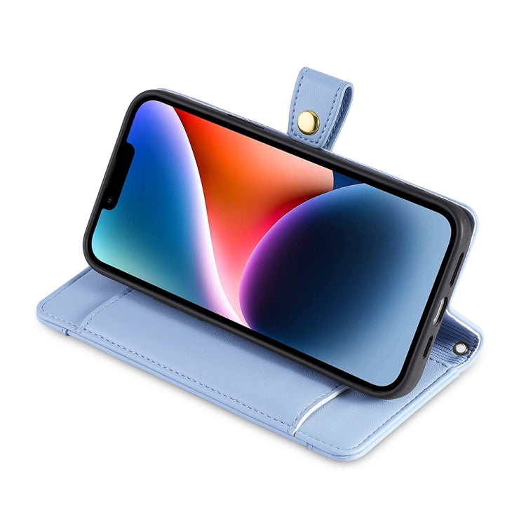 For Xiaomi Redmi K60 Ultra Sheep Texture Cross-body Zipper Wallet Leather Phone Case(Blue) - Xiaomi Cases by buy2fix | Online Shopping UK | buy2fix
