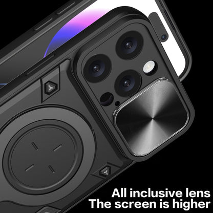 For iPhone 16 Pro Max CD Texture Sliding Camshield Magnetic Holder Phone Case(Black) by buy2fix