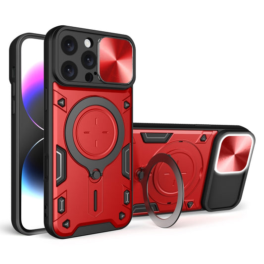 For iPhone 16 Pro Max CD Texture Sliding Camshield Magnetic Holder Phone Case(Red) by buy2fix