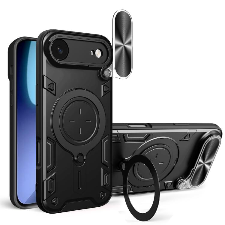 For iPhone Air CD Texture Sliding Camshield Magnetic Holder Phone Case(Black) - iPhone Air Cases by buy2fix | Online Shopping UK | buy2fix