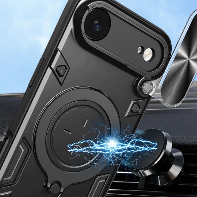 For iPhone Air CD Texture Sliding Camshield Magnetic Holder Phone Case(Black) - iPhone Air Cases by buy2fix | Online Shopping UK | buy2fix