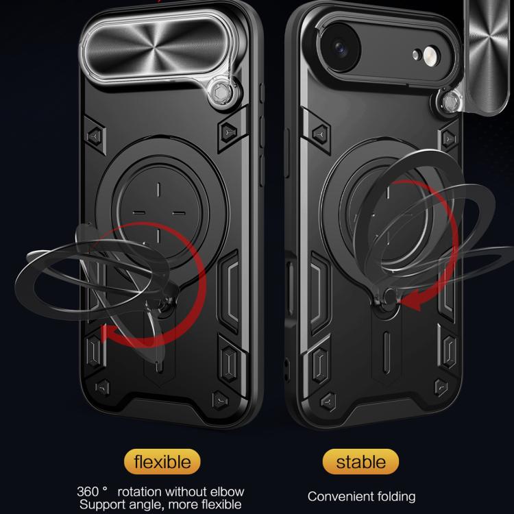 For iPhone Air CD Texture Sliding Camshield Magnetic Holder Phone Case(Black) - iPhone Air Cases by buy2fix | Online Shopping UK | buy2fix