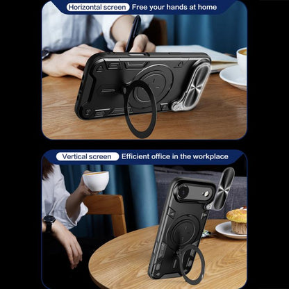 For iPhone Air CD Texture Sliding Camshield Magnetic Holder Phone Case(Black) - iPhone Air Cases by buy2fix | Online Shopping UK | buy2fix