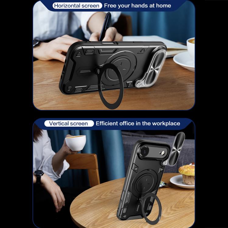 For iPhone Air CD Texture Sliding Camshield Magnetic Holder Phone Case(Blue) - iPhone Air Cases by buy2fix | Online Shopping UK | buy2fix