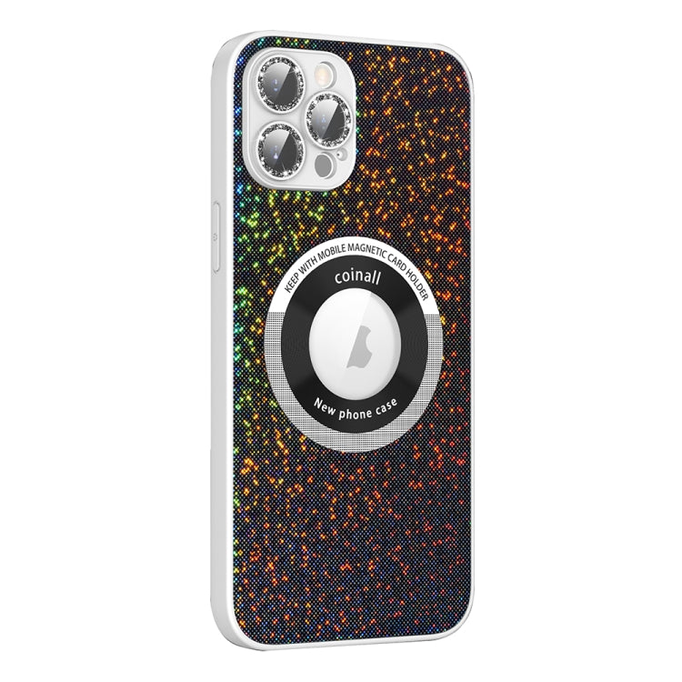 For iPhone 12 Pro Max Colorful Glitter Magnetic Magsafe TPU + PC Phone Case(Black) by buy2fix