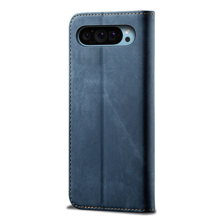 For Google Pixel 9 / 9 Pro Denim Texture Casual Style Horizontal Flip Leather Case(Blue) by buy2fix