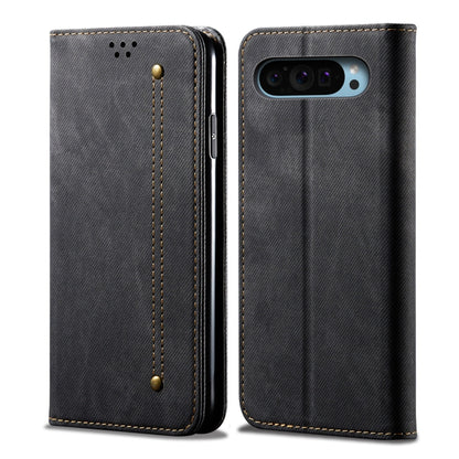 For Google Pixel 9 / 9 Pro Denim Texture Casual Style Horizontal Flip Leather Case(Black) by buy2fix