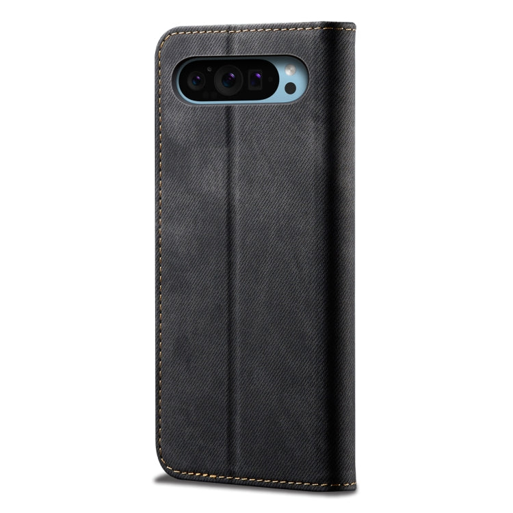 For Google Pixel 9 / 9 Pro Denim Texture Casual Style Horizontal Flip Leather Case(Black) by buy2fix