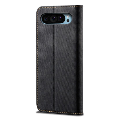 For Google Pixel 9 / 9 Pro Denim Texture Casual Style Horizontal Flip Leather Case(Black) by buy2fix