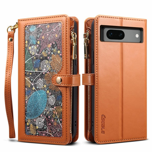 For Google Pixel 8A ESEBLE Star Series Lanyard Zipper Wallet RFID Leather Case(Brown) - Google Cases by ESEBLE | Online Shopping UK | buy2fix