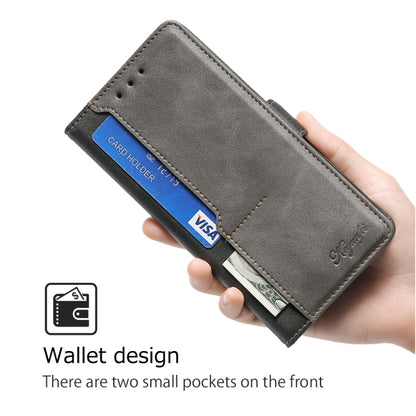 For Huawei Pura 70 Pro / 70 Pro+ 5G Contrast Color Side Buckle Leather Phone Case(Black + Grey) by buy2fix