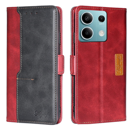 For Xiaomi Redmi Note 13 4G Contrast Color Side Buckle Leather Phone Case(Red + Black) - Xiaomi Cases by buy2fix | Online Shopping UK | buy2fix