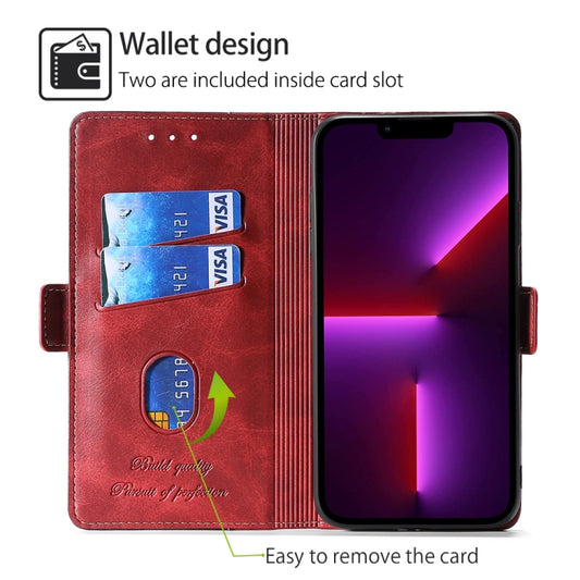 For Xiaomi Redmi Note 13 4G Contrast Color Side Buckle Leather Phone Case(Red + Black) - Xiaomi Cases by buy2fix | Online Shopping UK | buy2fix