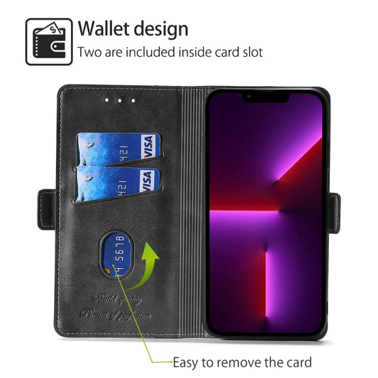 For Xiaomi Redmi Turbo 3 5G Contrast Color Side Buckle Leather Phone Case(Black + Grey) - Xiaomi Cases by buy2fix | Online Shopping UK | buy2fix