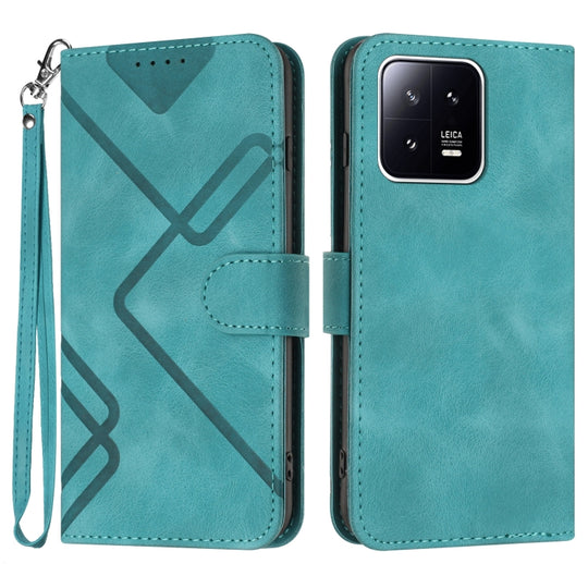 For Xiaomi 13 Pro Line Pattern Skin Feel Leather Phone Case(Light Blue)