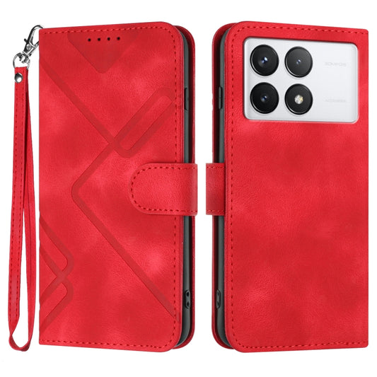 For Xiaomi Redmi K70 Line Pattern Skin Feel Leather Phone Case(Red) - Xiaomi Cases by buy2fix | Online Shopping UK | buy2fix