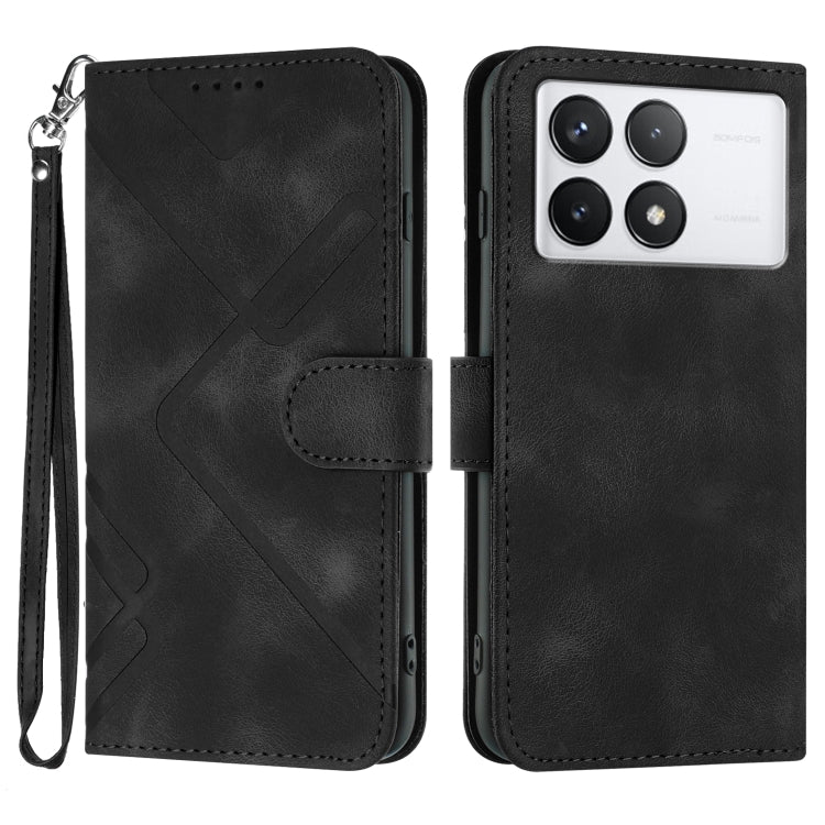 For Xiaomi Redmi K70 Line Pattern Skin Feel Leather Phone Case(Black) - Xiaomi Cases by buy2fix | Online Shopping UK | buy2fix