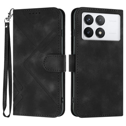 For Xiaomi Redmi K70 Line Pattern Skin Feel Leather Phone Case(Black) - Xiaomi Cases by buy2fix | Online Shopping UK | buy2fix