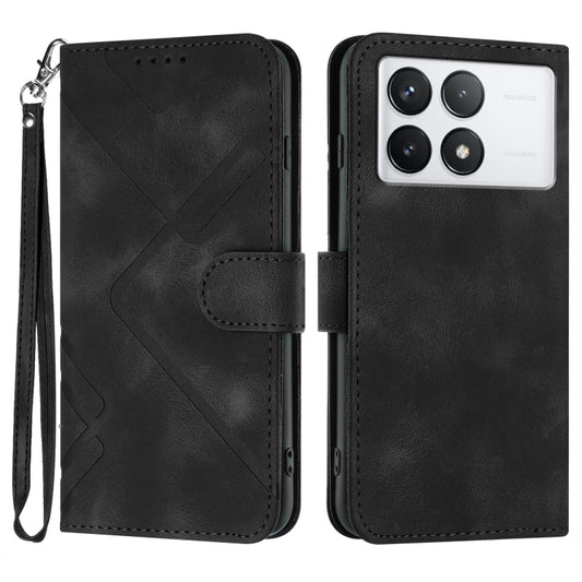 For Xiaomi Redmi K70 Line Pattern Skin Feel Leather Phone Case(Black) - Xiaomi Cases by buy2fix | Online Shopping UK | buy2fix