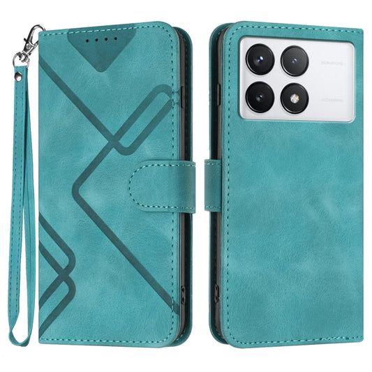 For Xiaomi Redmi K70 Line Pattern Skin Feel Leather Phone Case(Light Blue) - Xiaomi Cases by buy2fix | Online Shopping UK | buy2fix