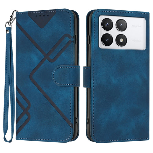 For Xiaomi Redmi K70E Line Pattern Skin Feel Leather Phone Case(Royal Blue) - Xiaomi Cases by buy2fix | Online Shopping UK | buy2fix