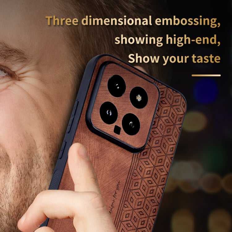 For Xiaomi 14 AZNS 3D Embossed Skin Feel Phone Case(Brown) - Xiaomi Cases by AZNS | Online Shopping UK | buy2fix