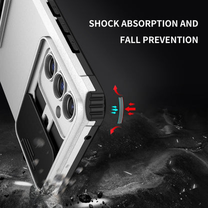 For Samsung Galaxy A34 5G Stereoscopic Holder Sliding Camshield Phone Case(White) by buy2fix