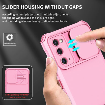 For Samsung Galaxy S20 FE Stereoscopic Holder Sliding Camshield Phone Case(Pink) by buy2fix