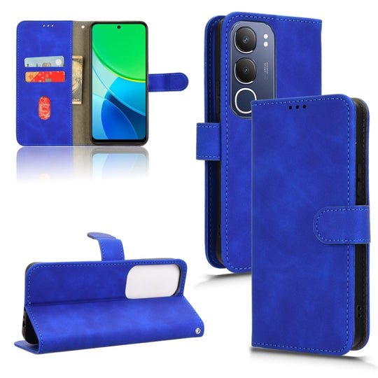 For vivo Y19s 4G Global Skin Feel Magnetic Flip Leather Phone Case(Blue)